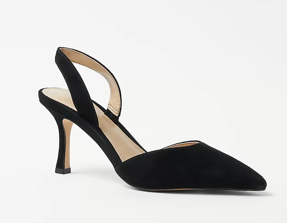 Ann Taylor NWOBN Kerry Suede Slingback Pumps Black 6